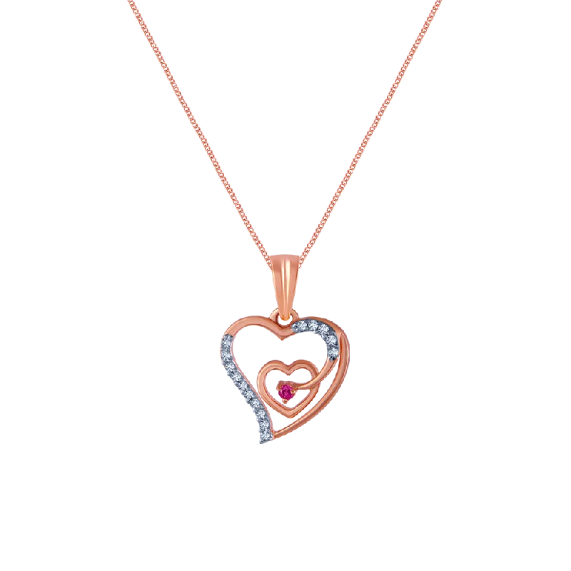 elegant layered necklace-14k (585) Rose Gold And Diamond Pendant For Women