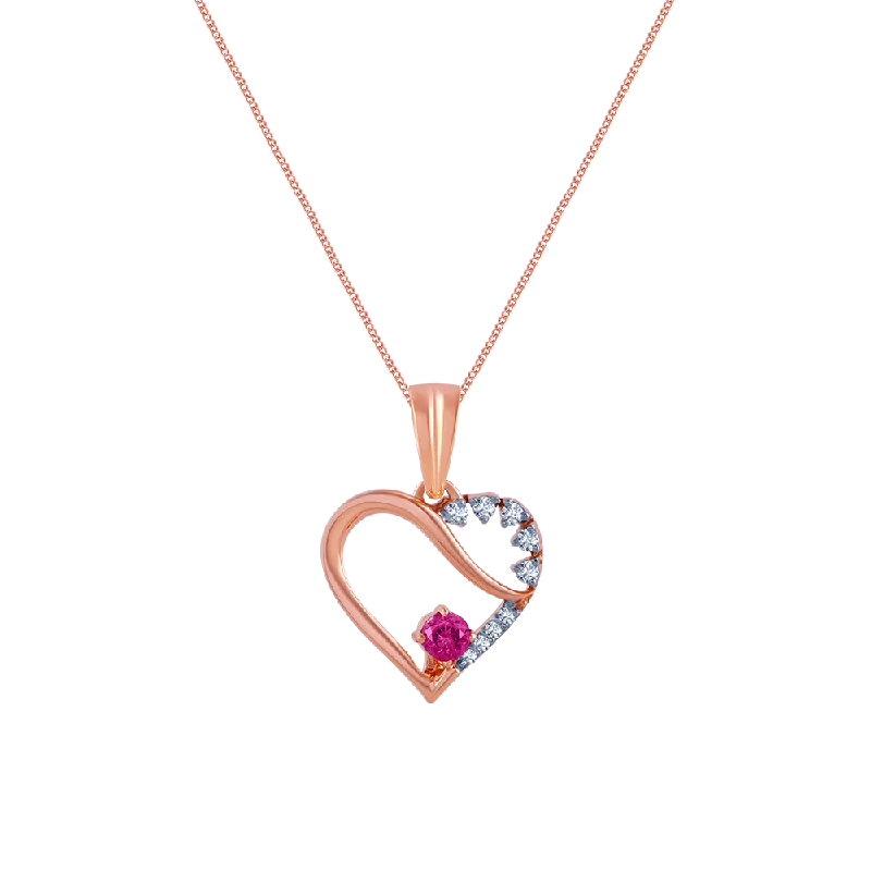 14k (585) Rose Gold And Diamond Pendant For Women