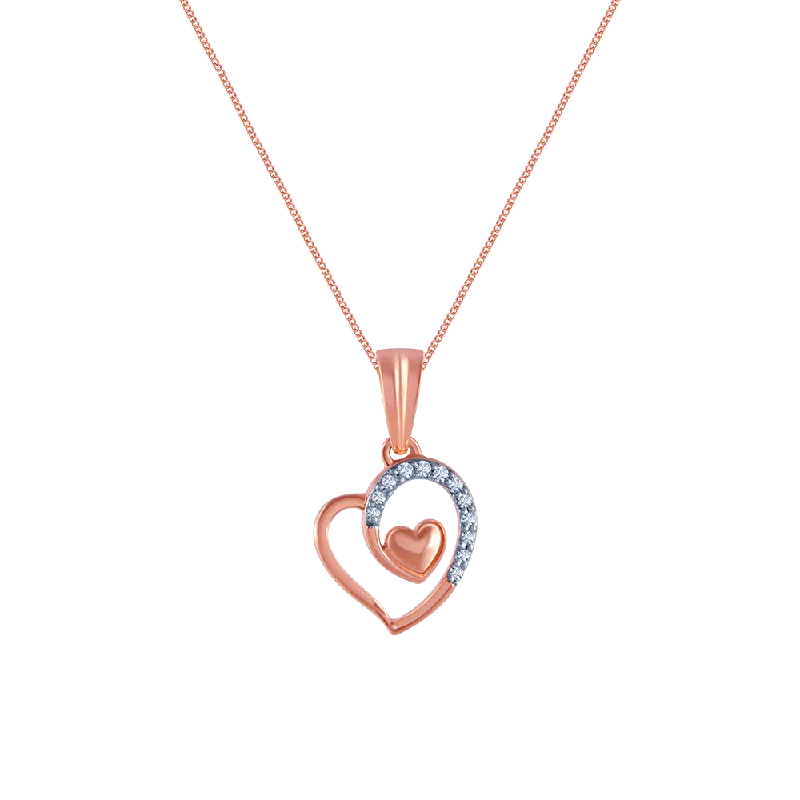 bendable gold necklace-14k (585) Rose Gold And Diamond Pendant For Women