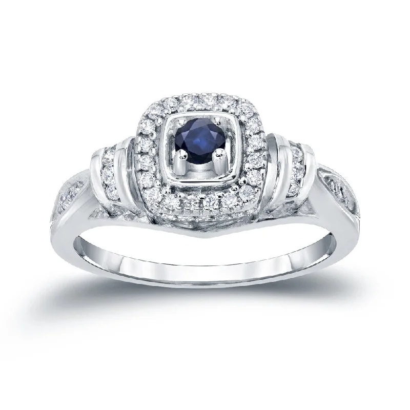 wanderlust chic ring-14k Gold 1/5ct Blue Sapphire and 1/5ct TDW Diamond Engagement Ring