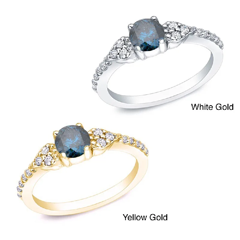 knotted rope ring-14k Gold 2/3ctw Blue and White Diamond Engagement Ring (G-H, I1-I2)