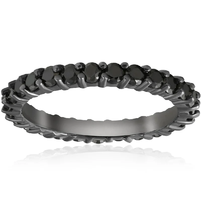 frond stamped ring-14K White Gold 1 1/2ct TDW Black Diamond Eternity Ring