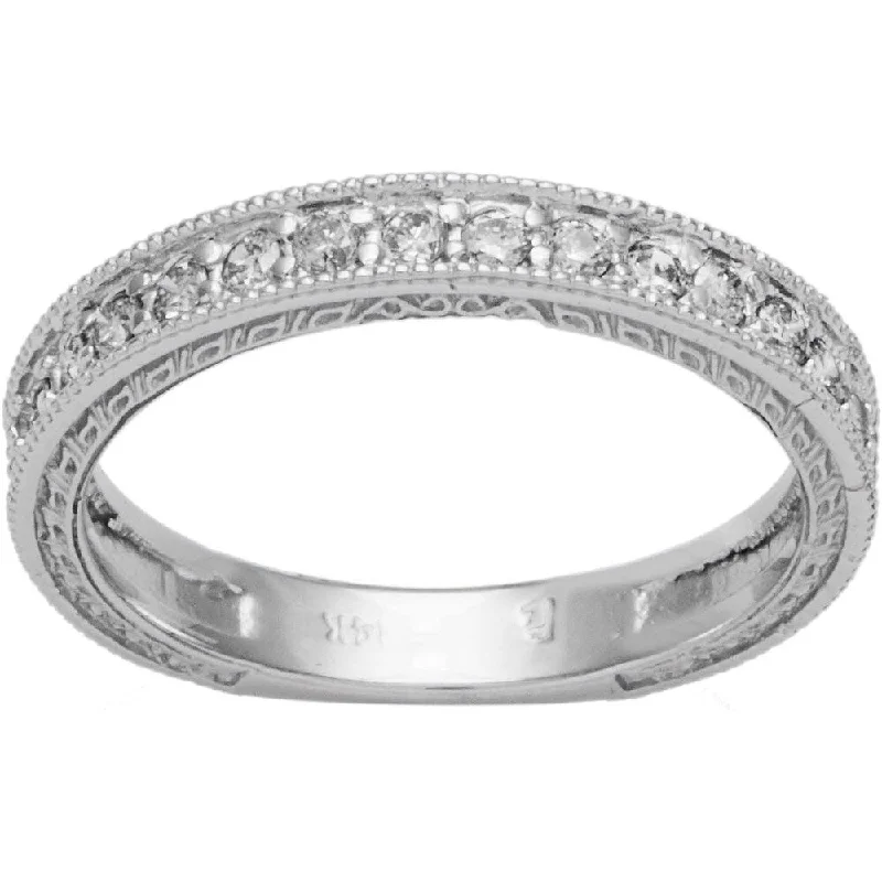 gleaming gold ring-14k White Gold 1/ 4ct TDW Diamond Wedding Ring with Scroll Details