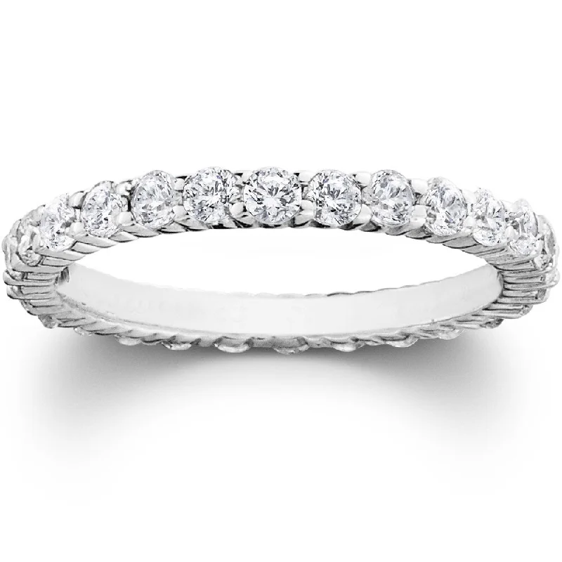 wanderlust stacking ring-14k White Gold 1ct TDW Lab Grown Diamond Eco-friendly Eternity Stackable Wedding Band