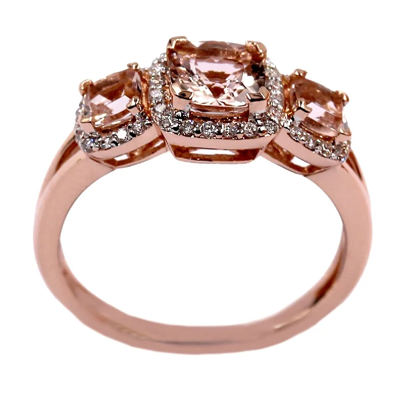 luxurious cocktail ring-14KT Gold Morganite and Diamond Ring