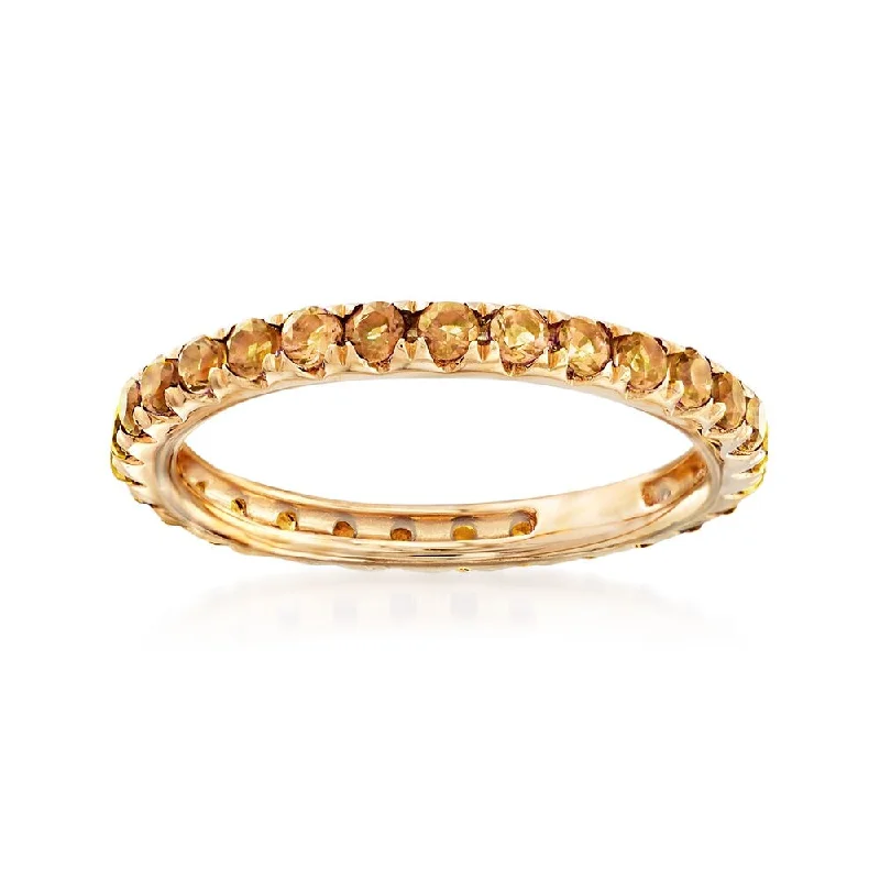 tarnished silver ring-14KT Yellow Gold Citrine Eternity Band Ring