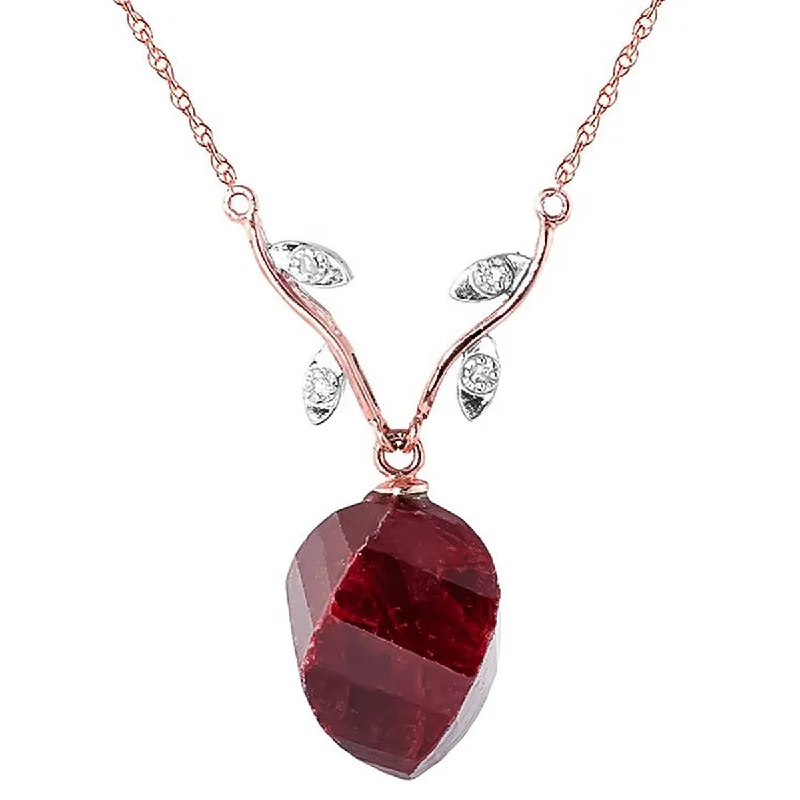 chiseled couple necklace-15.27 Carat 14K Solid Rose Gold True Romance Ruby Necklace