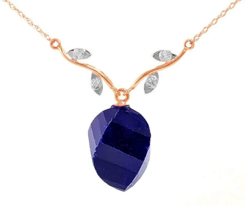 urban satin necklace-15.27 Carat 14K Solid Rose Gold True Romance Sapphire Necklace