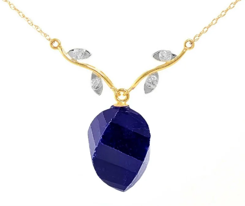 luxurious cocktail necklace-15.27 Carat 14K Solid Yellow Gold Never Lonely Sapphire Diamond Necklace