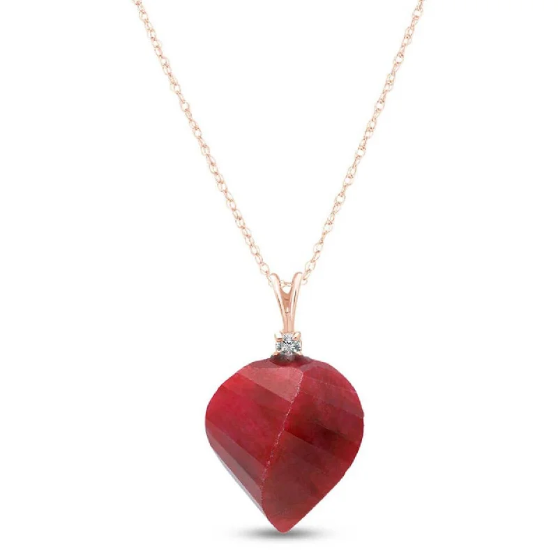 chiseled silver chain necklace-15.3 Carat 14K Solid Rose Gold Necklace Diamond Twisted Briolette Ruby