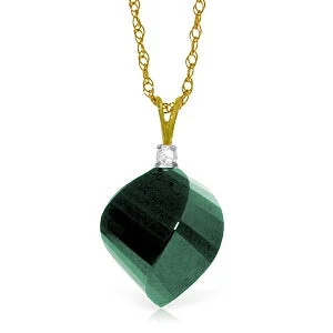 bendable gold necklace-15.3 Carat 14K Solid Yellow Gold Necklace Diamond Twisted Briolette Emerald