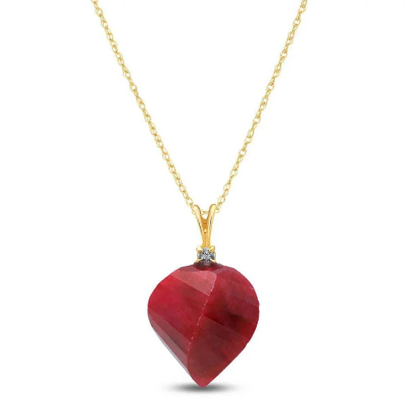 wanderlust garnet necklace-15.3 Carat 14K Solid Yellow Gold Necklace Diamond Twisted Briolette Ruby