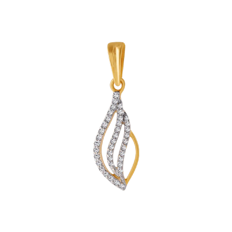 stamped layered necklace-18KT (750) Yellow Gold And Diamond Pendant For Women