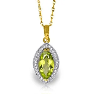 ridged silver necklace-2.15 Carat 14K Solid Yellow Gold Hayworth Peridot Diamond Necklace