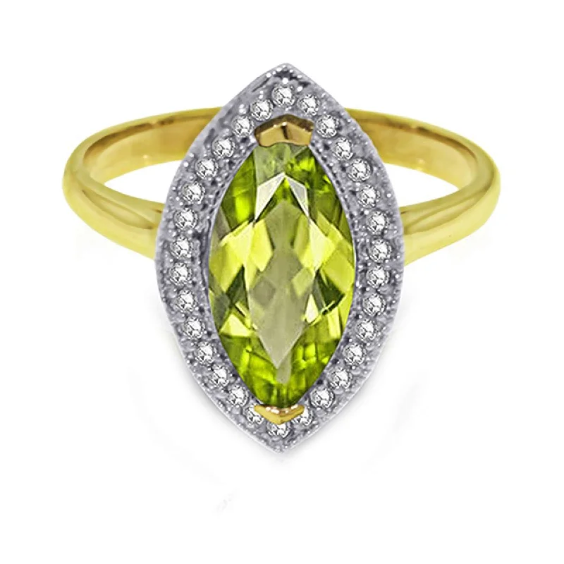 heavy statement necklace-2.15 Carat 14K Solid Yellow Gold Ring Diamond Marquis Peridot