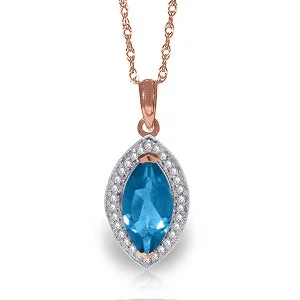 bendable birthstone necklace-2.4 Carat 14K Solid Rose Gold Hayworth Blue Topaz Diamond Necklace