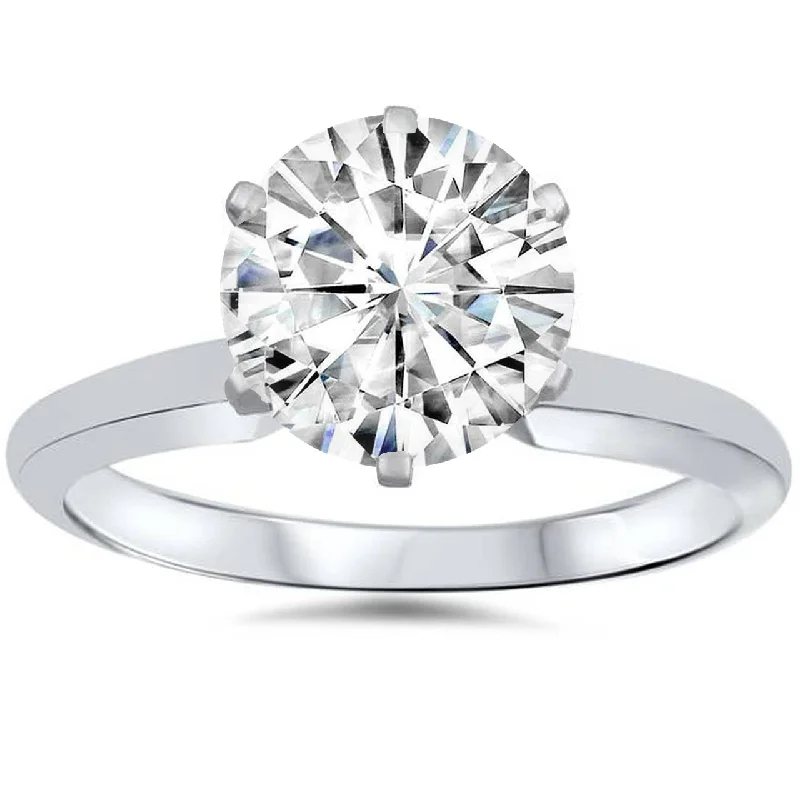 luxurious cocktail ring-2ct Solitaire Moissanite Engagement Ring 14k White Gold