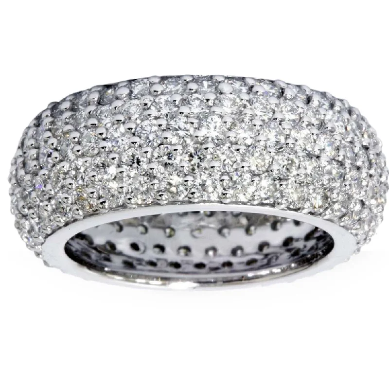 elegant promise ring-3 1/2ct Pave Diamond Wide Eternity Ring 10K White Gold Lab Grown