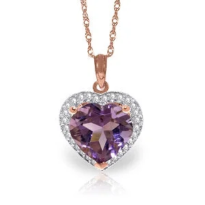 retro pearl chain necklace-3.24 Carat 14K Solid Rose Gold Elizabeth Amethyst Diamond Necklace