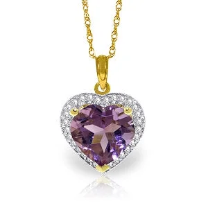 rose gold arc necklace-3.24 Carat 14K Solid Yellow Gold Elizabeth Amethyst Diamond Necklace