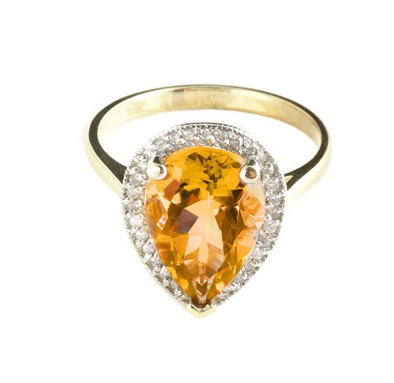 braided silver necklace-3.41 Carat 14K Solid Yellow Gold Finest Moments Citrine Diamond Ring