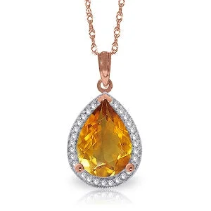 ruby charm necklace-3.66 Carat 14K Solid Rose Gold Lana Citrine Diamond Necklace