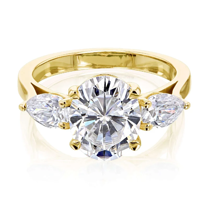 frond diamond ring-3 Stone Trellis Oval & Pear Ring