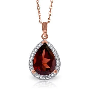 rose gold braided necklace-4.06 Carat 14K Solid Rose Gold Lana Garnet Diamond Necklace