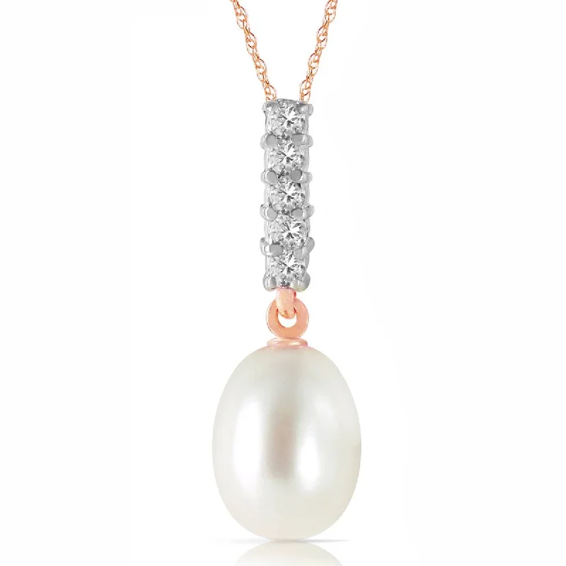 rose gold knotted necklace-4.08 Carat 14K Solid Rose Gold Necklace Diamond Briolette Pearl