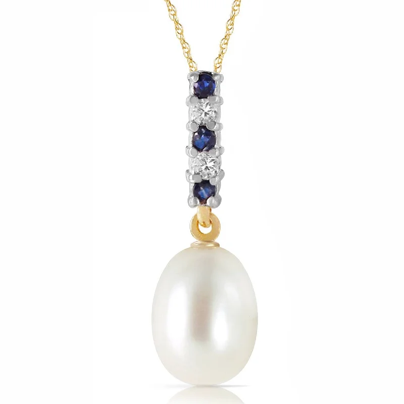 pewter layered necklace-4.15 Carat 14K Solid Yellow Gold Necklace Diamond, Sapphire Briolette Pear