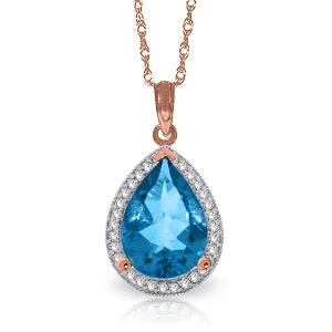 urban gemstone necklace-4.66 Carat 14K Solid Rose Gold Lana Blue Topaz Diamond Necklace