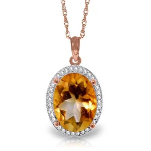 shimmering drop necklace-4.88 Carat 14K Solid Rose Gold Loren Citrine Diamond Necklace