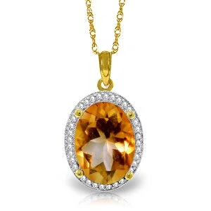 aquamarine silver necklace-4.88 Carat 14K Solid Yellow Gold Loren Citrine Diamond Necklace