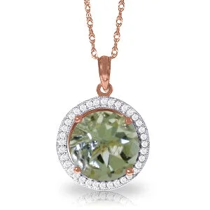 wanderlust chic necklace-5.2 Carat 14K Solid Rose Gold Diamond Green Amethyst Necklace