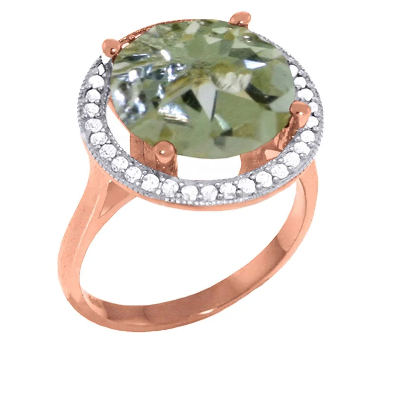 leafy-themed necklace-5.2 Carat 14K Solid Rose Gold Ring Natural Diamond Green Amethyst