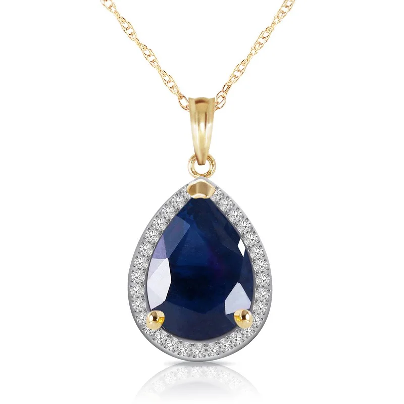 thin birthstone necklace-5.26 Carat 14K Solid Yellow Gold Lana Sapphire Diamond Necklace