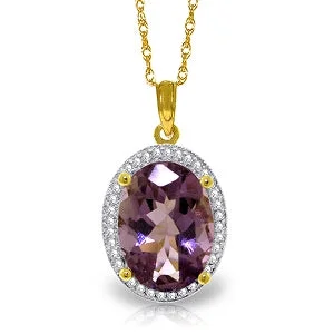 aquamarine pendant necklace-5.28 Carat 14K Solid Yellow Gold Loren Amethyst Diamond Necklace