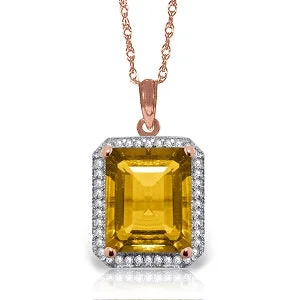 retro pearl pendant necklace-5.4 Carat 14K Solid Rose Gold Isabella Citrine Diamond Necklace