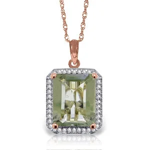 heavy statement necklace-5.55 Carat 14K Solid Rose Gold Isabella Green Amethyst Diamond Necklace