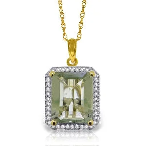 elegant modern necklace-5.55 Carat 14K Solid Yellow Gold Isabella Green Amethystsyt Diamond Necklace