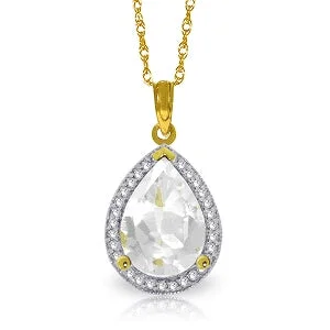 luxurious pendant necklace-5.61 Carat 14K Solid Yellow Gold Lana White Topaz Diamond Necklace