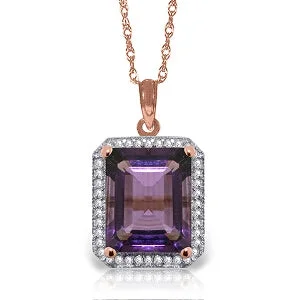 gibbous moon pendant necklace-5.8 Carat 14K Solid Rose Gold Isabella Amethyst Diamond Necklace