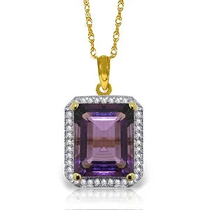 gold braid necklace-5.8 Carat 14K Solid Yellow Gold Isabella Amethyst Diamond Necklace