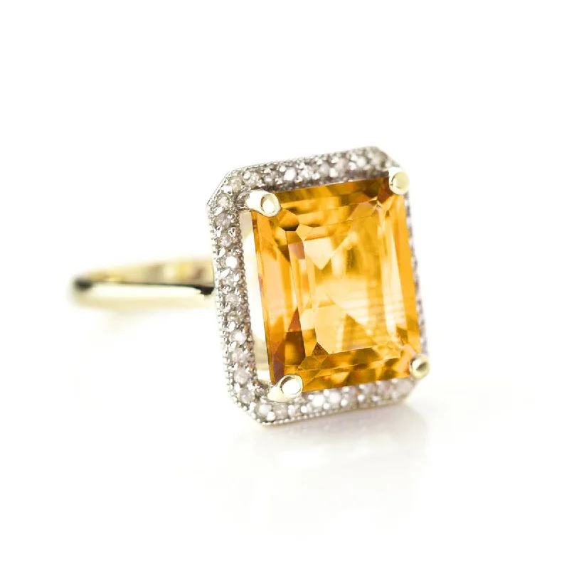 5.8 Carat 14K Solid Yellow Gold Love Parade Citrine Diamond Ring