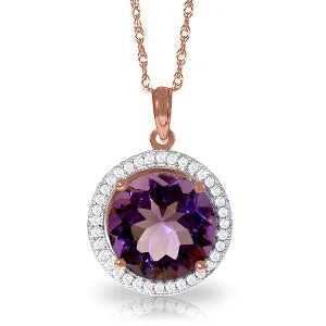 garnet layered necklace-6.2 Carat 14K Solid Rose Gold Natural Diamond Amethyst Necklace