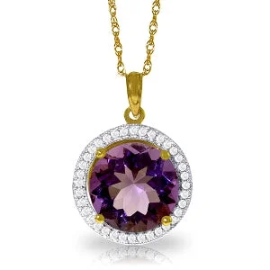 luxurious cocktail necklace-6.2 Carat 14K Solid Yellow Gold Natural Diamond Amethyst Necklace