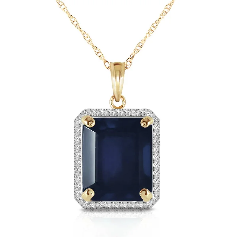 flow-shaped chain necklace-6.6 Carat 14K Solid Yellow Gold Necklace Natural Diamond Sapphire