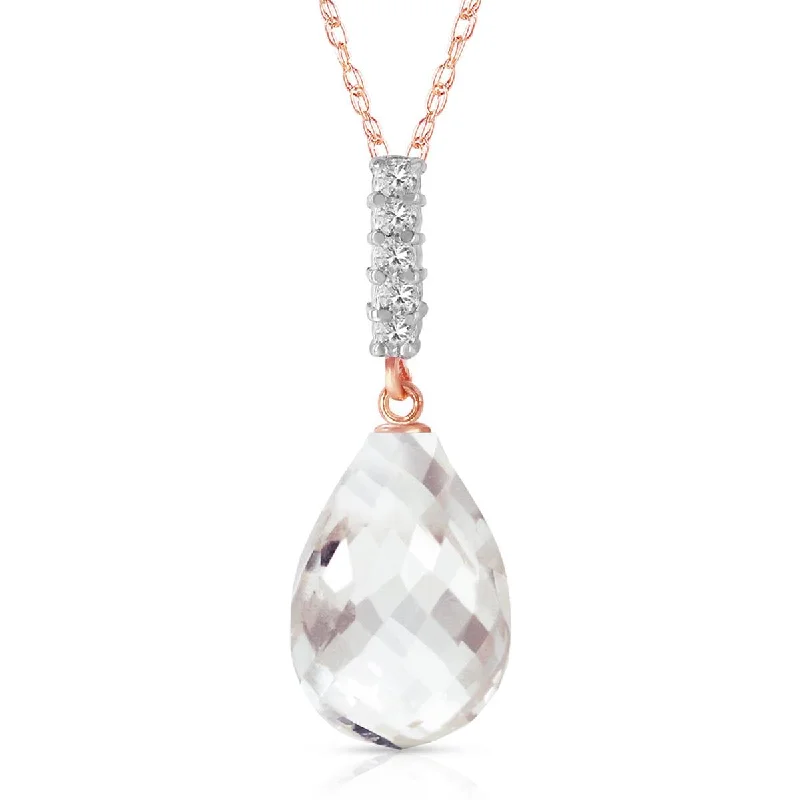 uncut gold necklace-7.18 Carat 14K Solid Rose Gold Necklace Diamond Briolette Drop White To