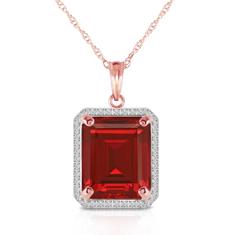 luxurious silver necklace-7.45 Carat 14K Solid Rose Gold Necklace Natural Diamond Ruby