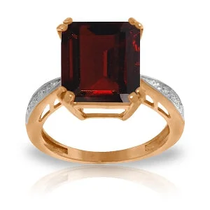 thin gold necklace-7.52 Carat 14K Solid Rose Gold Ring Natural Diamond Garnet